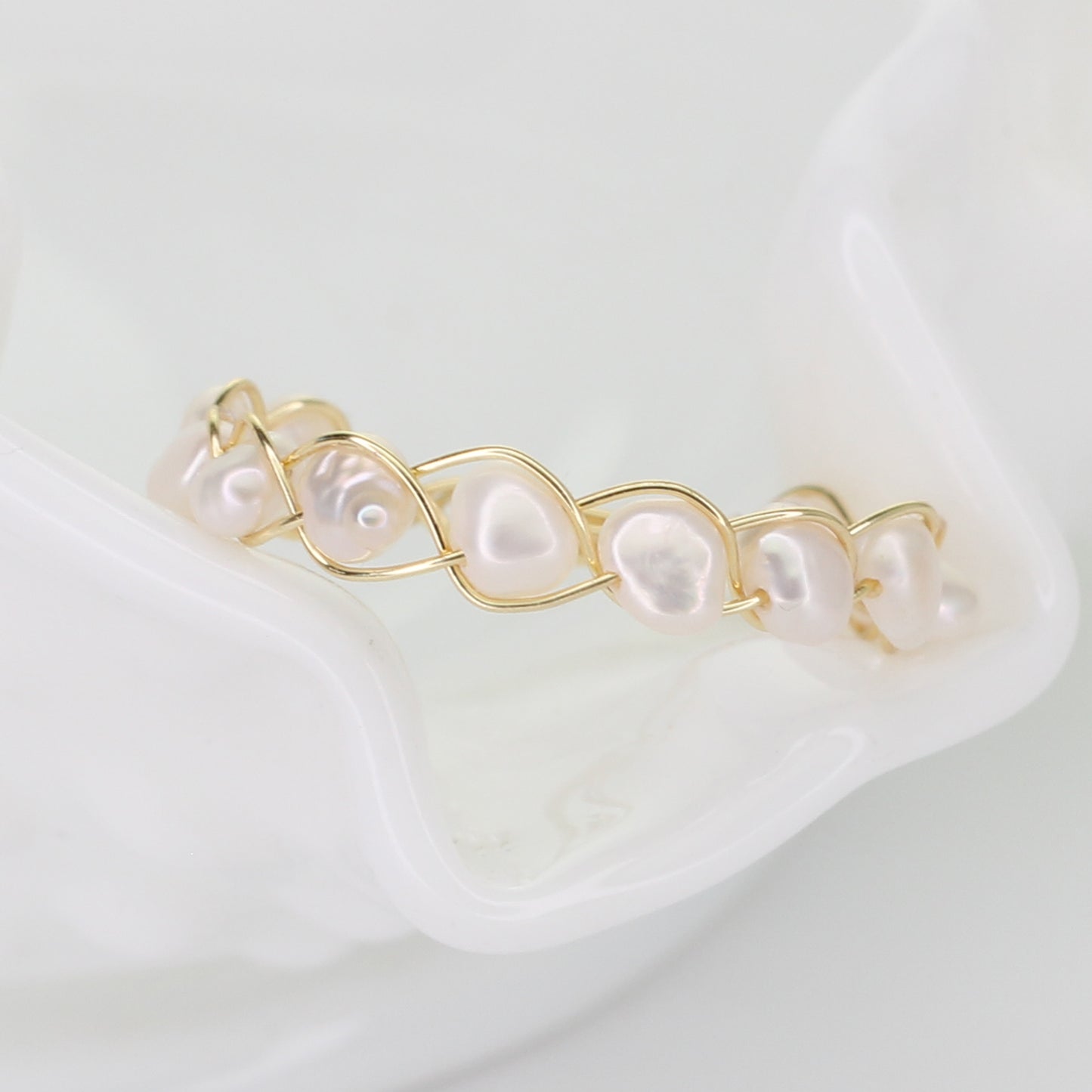 Dainty Baroque Freshwater Pearl Stacker Ring