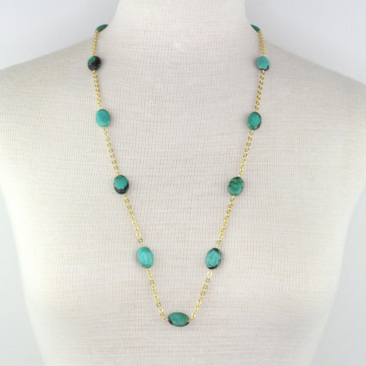 Turquoise and Chain Necklace