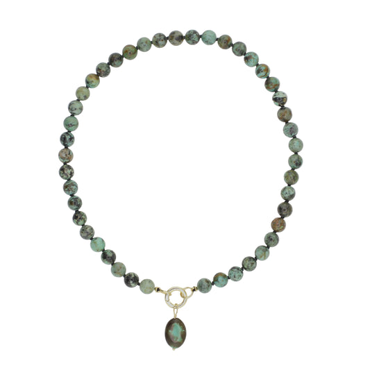 African Turquoise Pendant Necklace
