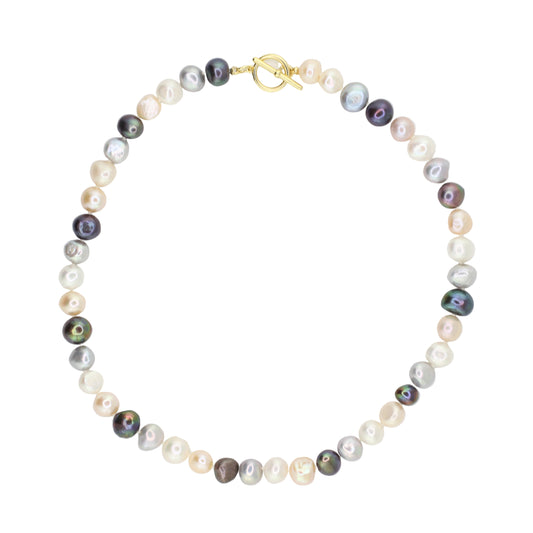 Freshwater Pearl Necklace - Black, White, Gray, Ivory