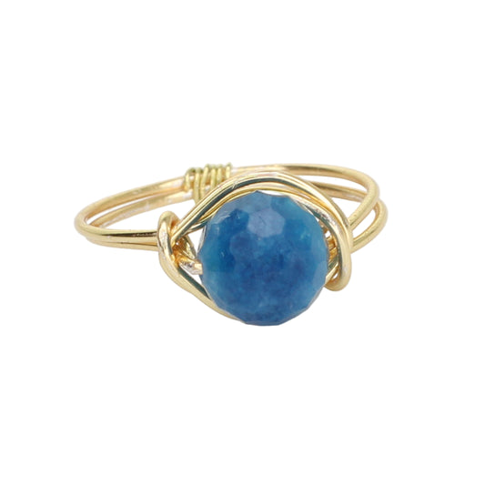 Blue Dolomite Jasper Solitaire Ring