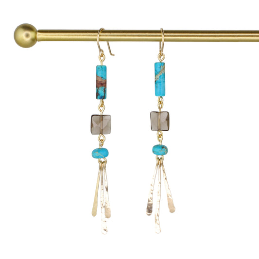 Chrysoprase and Smoky Quartz Earrings