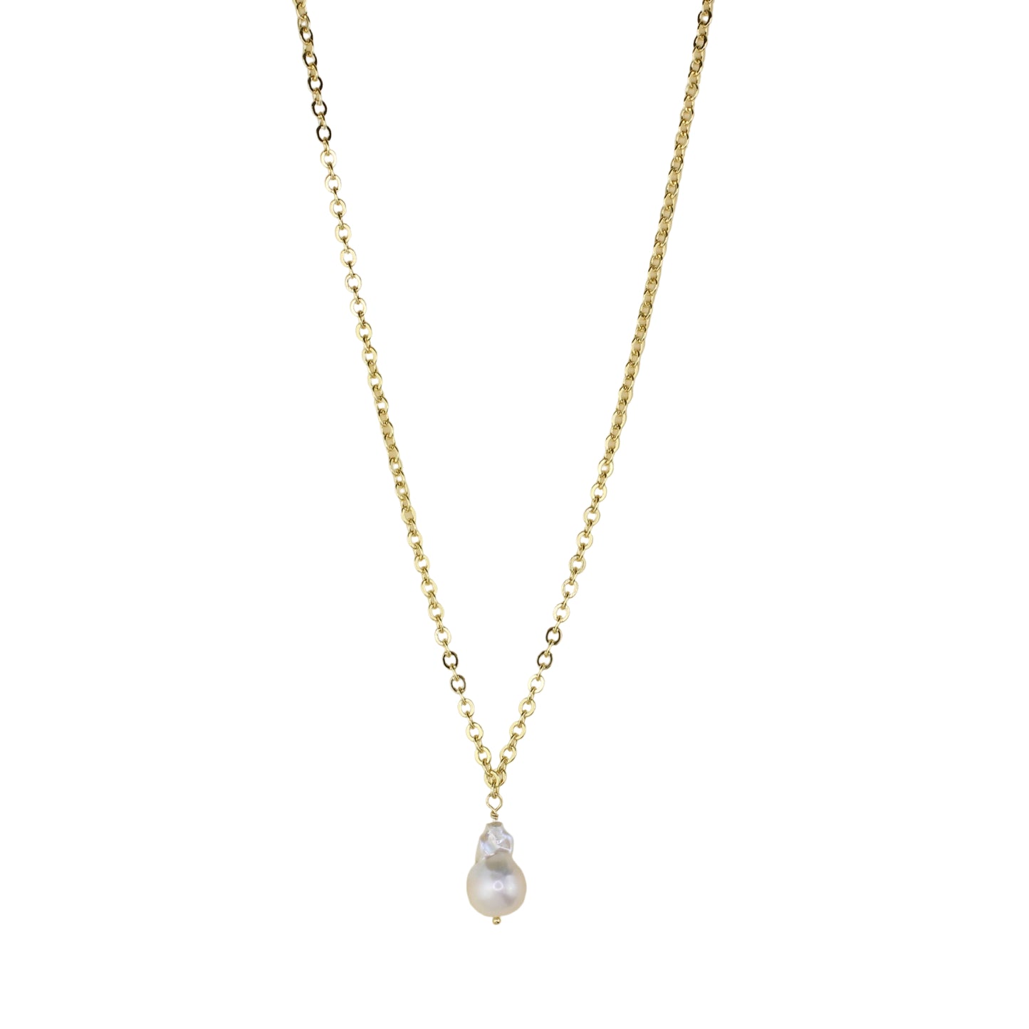 Baroque Pearl and Chain Necklace