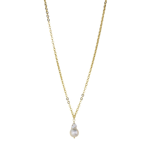 Baroque Pearl and Chain Necklace