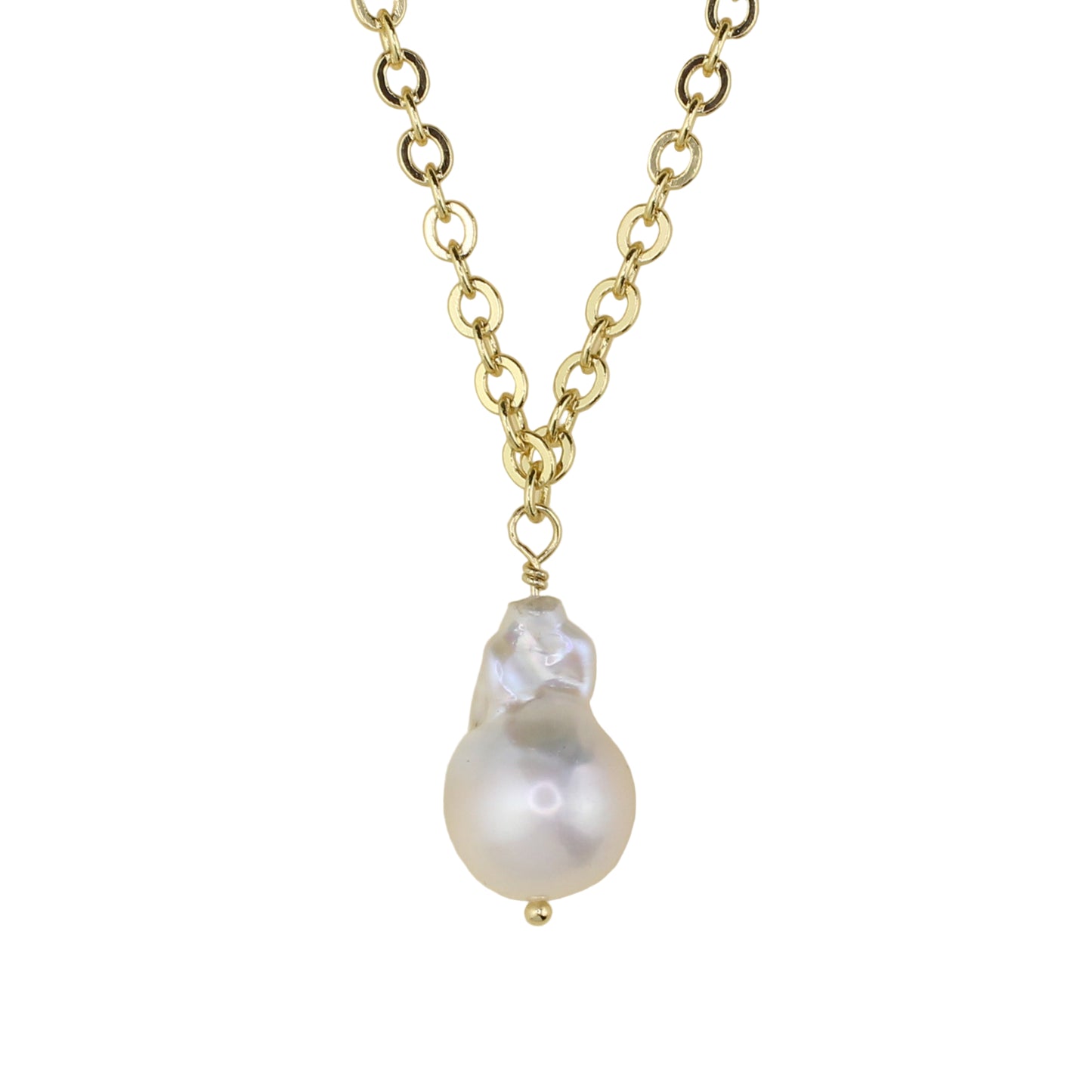 Baroque Pearl and Chain Necklace