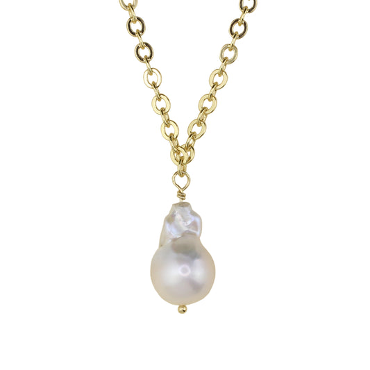 Baroque Pearl and Chain Necklace
