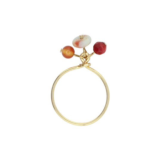 Aqua Terra Jasper, Coral, and Orange Aventurine Charm Ring