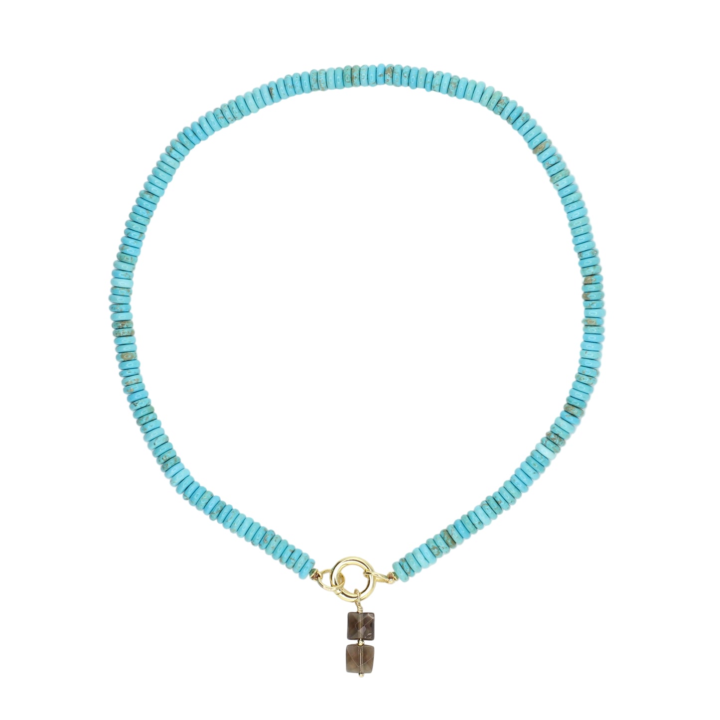 Turquoise and Smoky Quartz Pendant Necklace