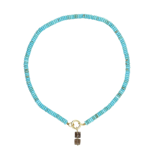 Turquoise and Smoky Quartz Pendant Necklace