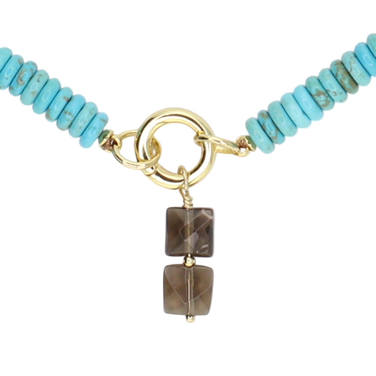 Turquoise and Smoky Quartz Pendant Necklace
