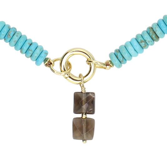 Turquoise and Smoky Quartz Pendant Necklace