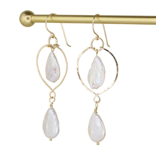 Baroque Double Teardrop Pearl Earrings