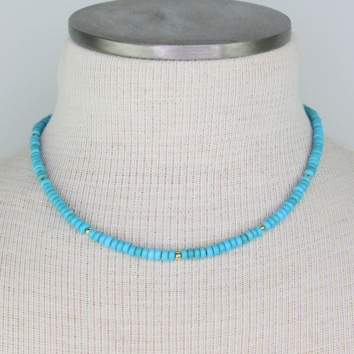 Turquoise and Gold Bead Necklace