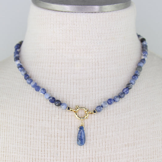 Sodalite Necklace with Apatite Pendant