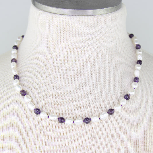 Freshwater Pearl and Amethyst Necklace