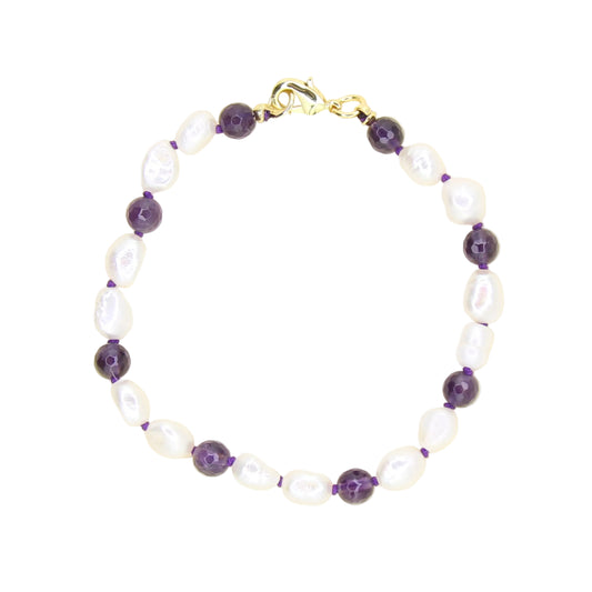 Freshwater Pearl and Amethyst Bracelet