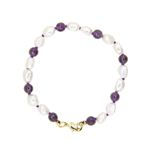 Freshwater Pearl and Amethyst Bracelet