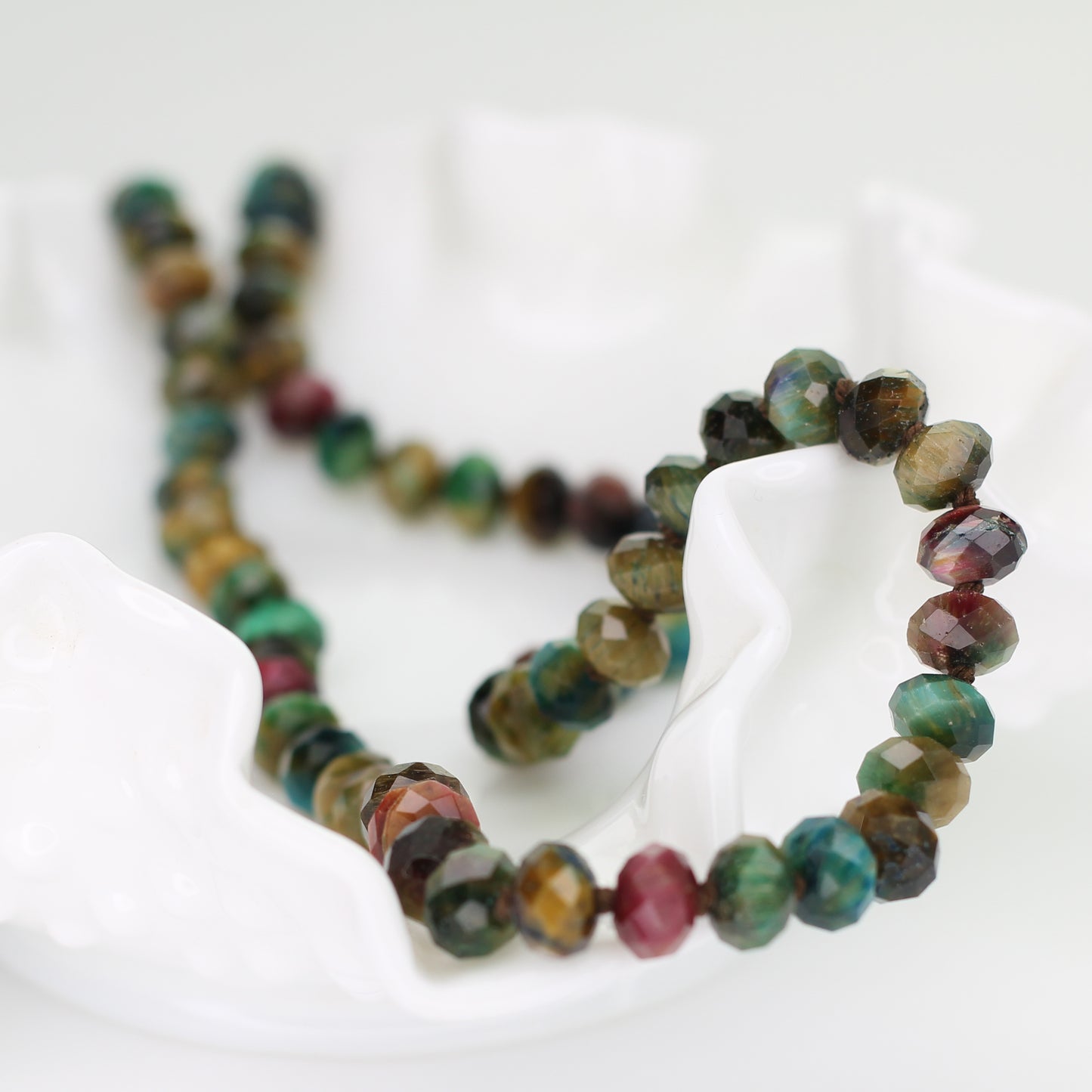 Rainbow Tiger's Eye Necklace with Turquoise Pendant
