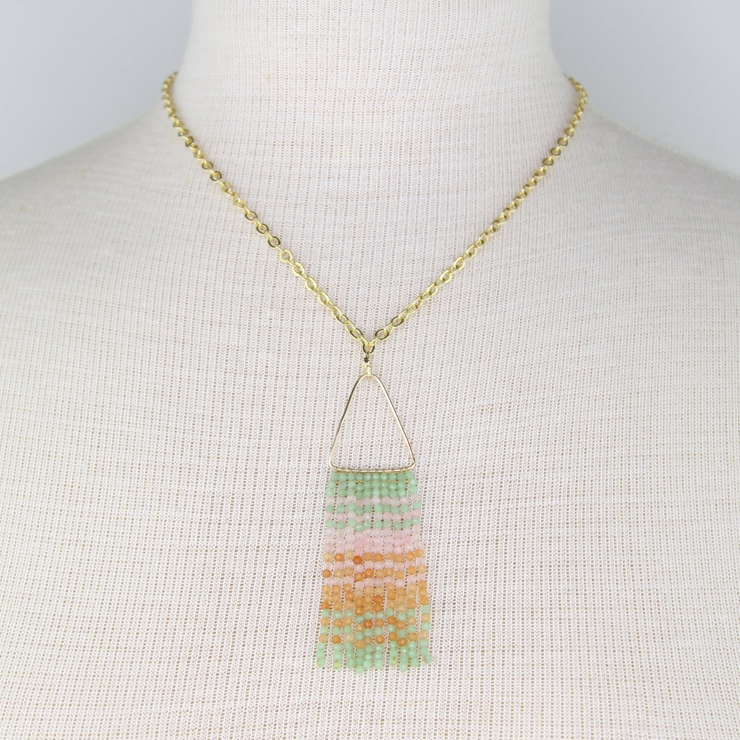Aventurine and Rose Quartz Fringe Necklace