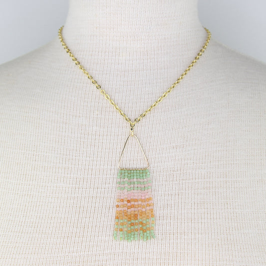 Aventurine and Rose Quartz Fringe Necklace