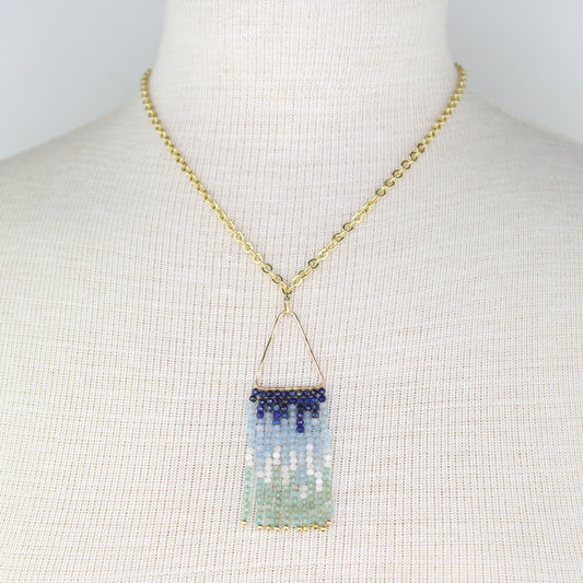 Lapis Lazuli, Aquamarine, Moonstone, and Kyanite Fringe Necklace
