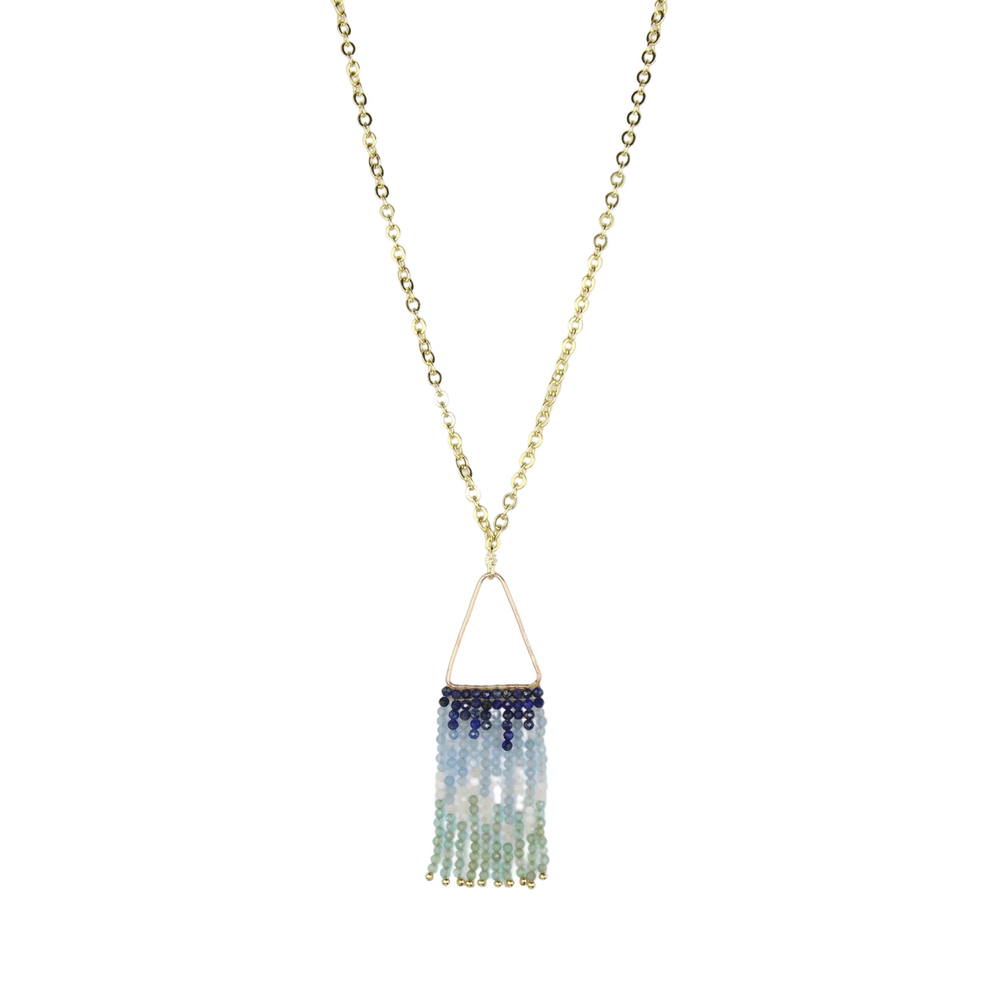 Lapis Lazuli, Aquamarine, Moonstone, and Kyanite Fringe Necklace