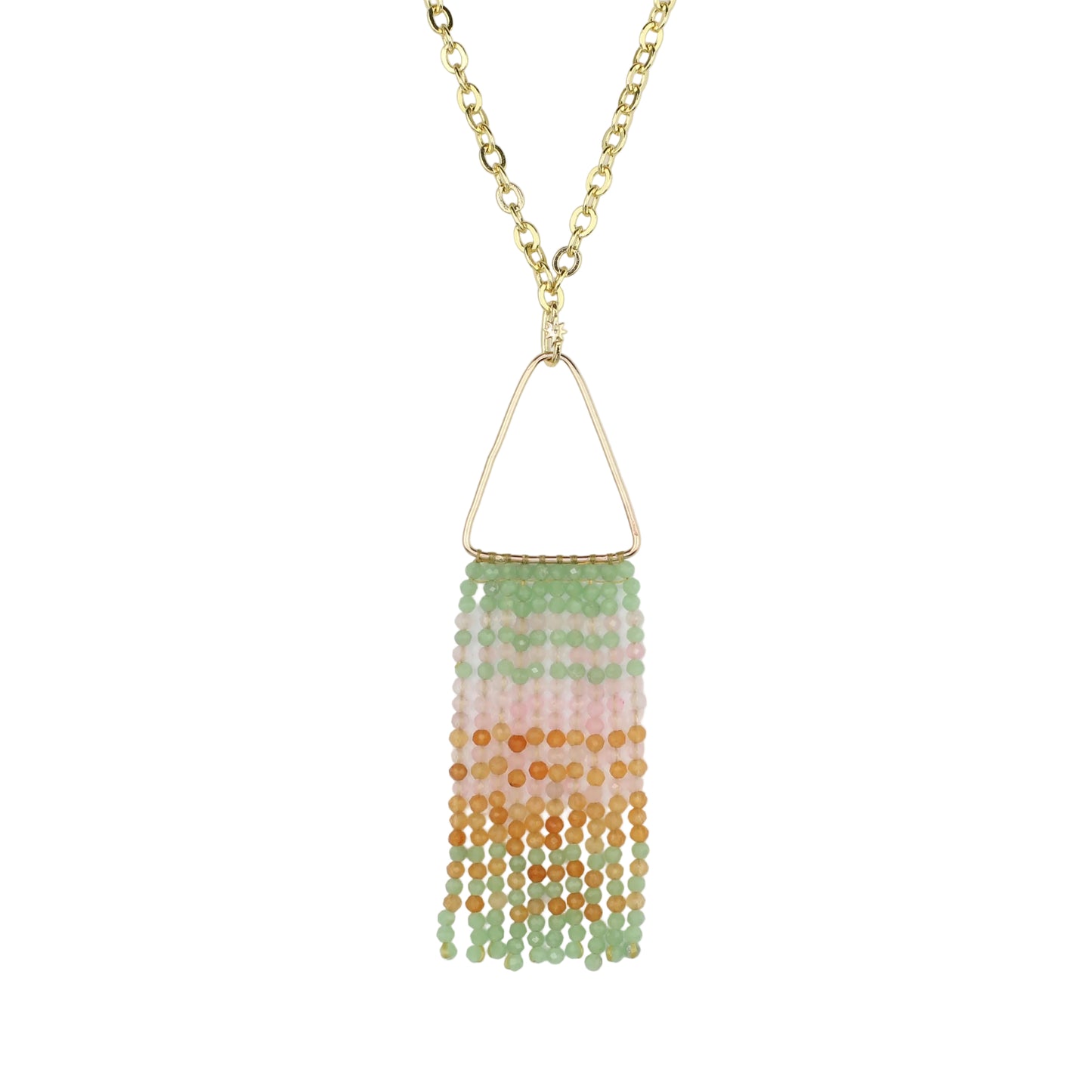 Aventurine and Rose Quartz Fringe Necklace