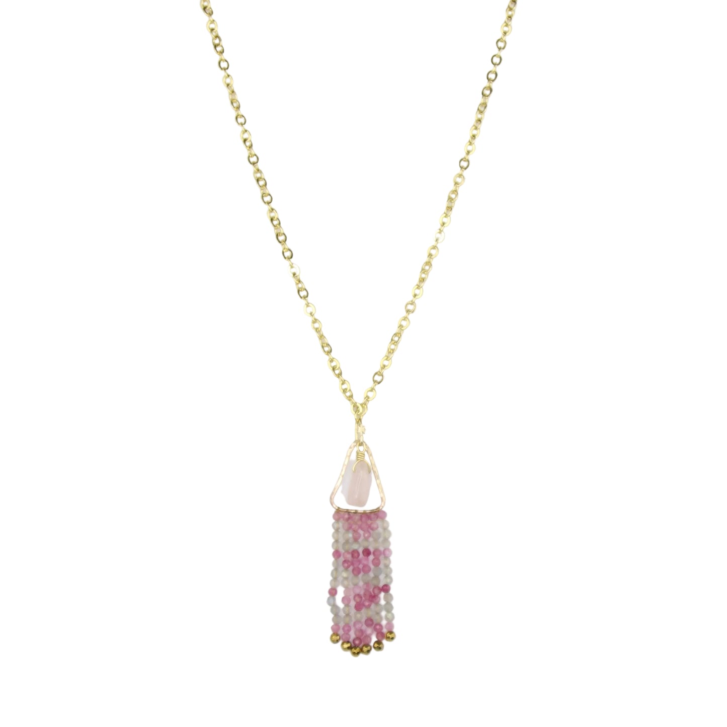 Labradorite, Jade, and Rose Quartz Fringe Necklace