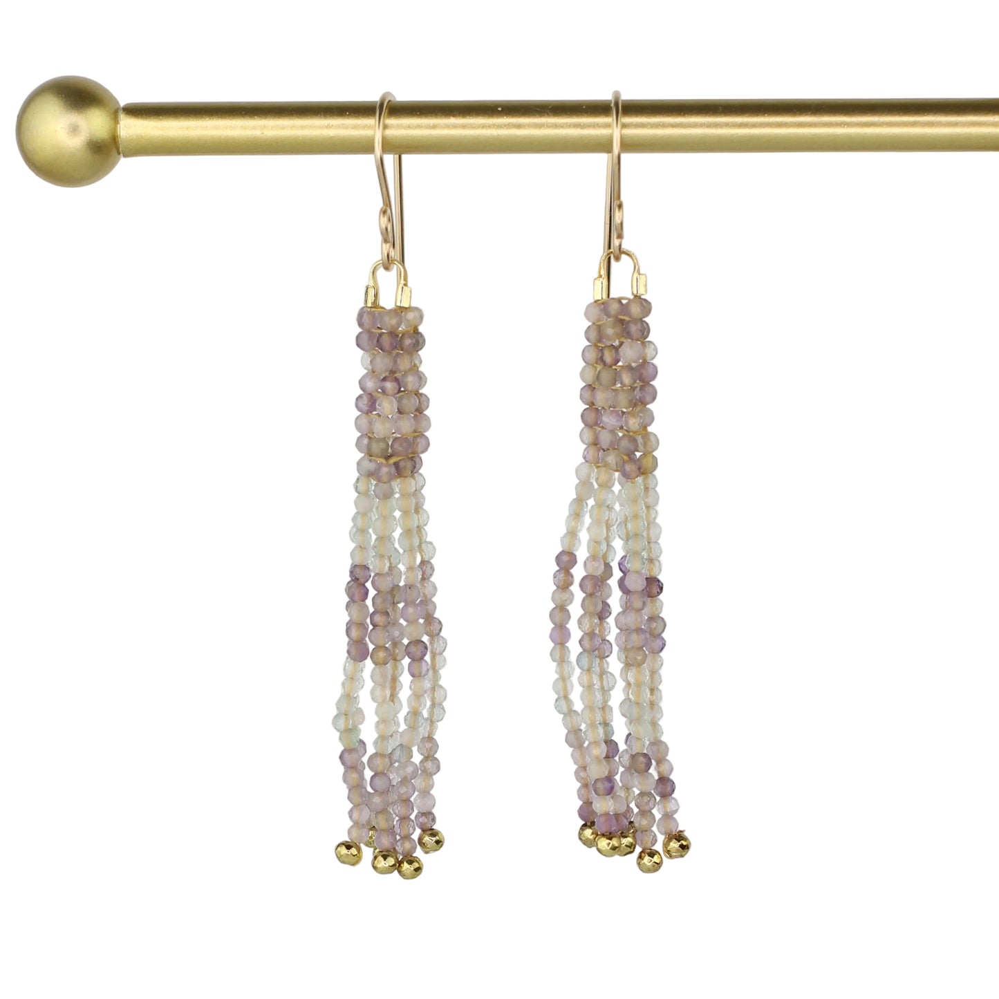 Amethyst and Fluorite Tassel Earrings