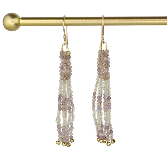Amethyst and Fluorite Tassel Earrings