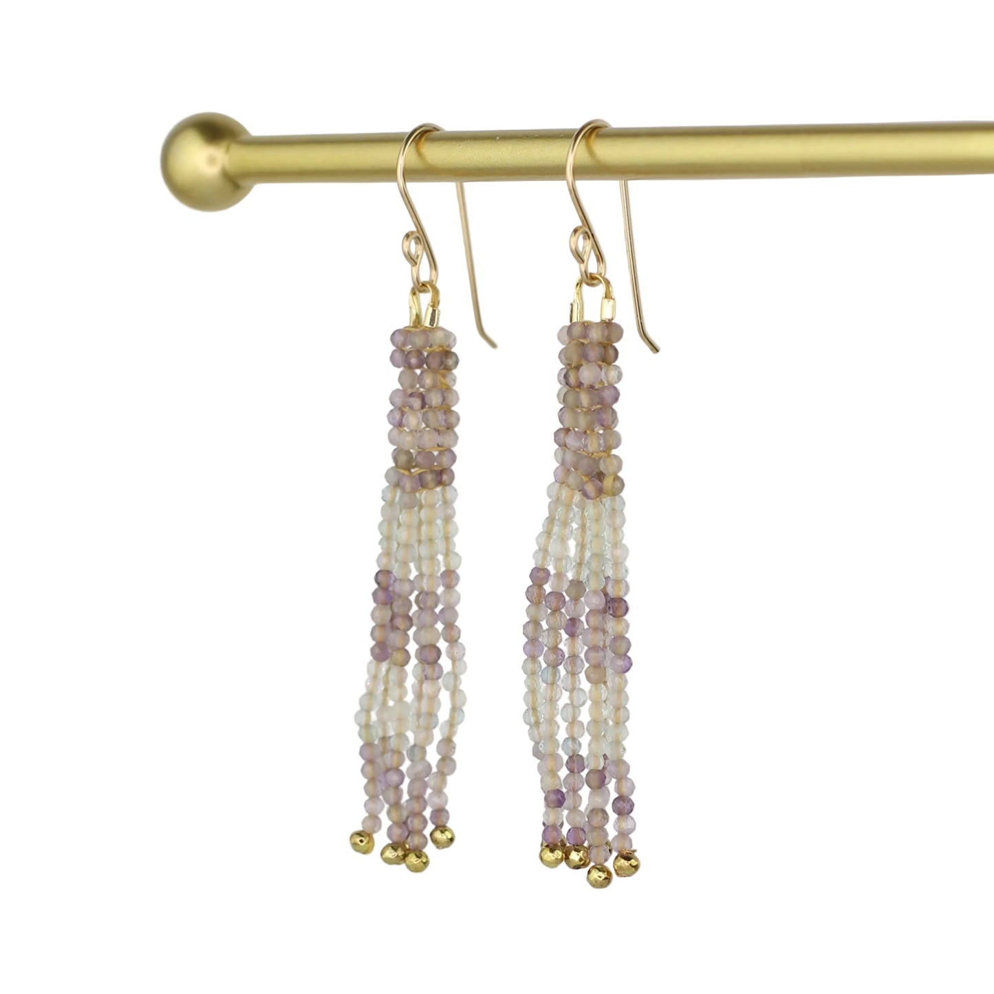Amethyst and Fluorite Tassel Earrings