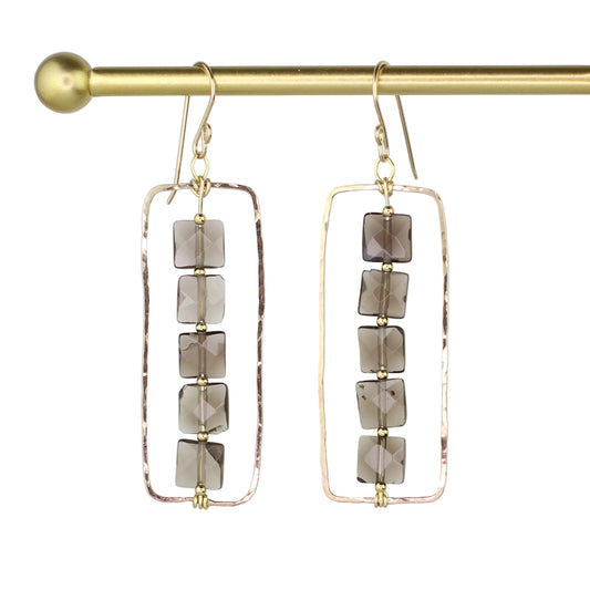 Smoky Quartz Geometric Earrings