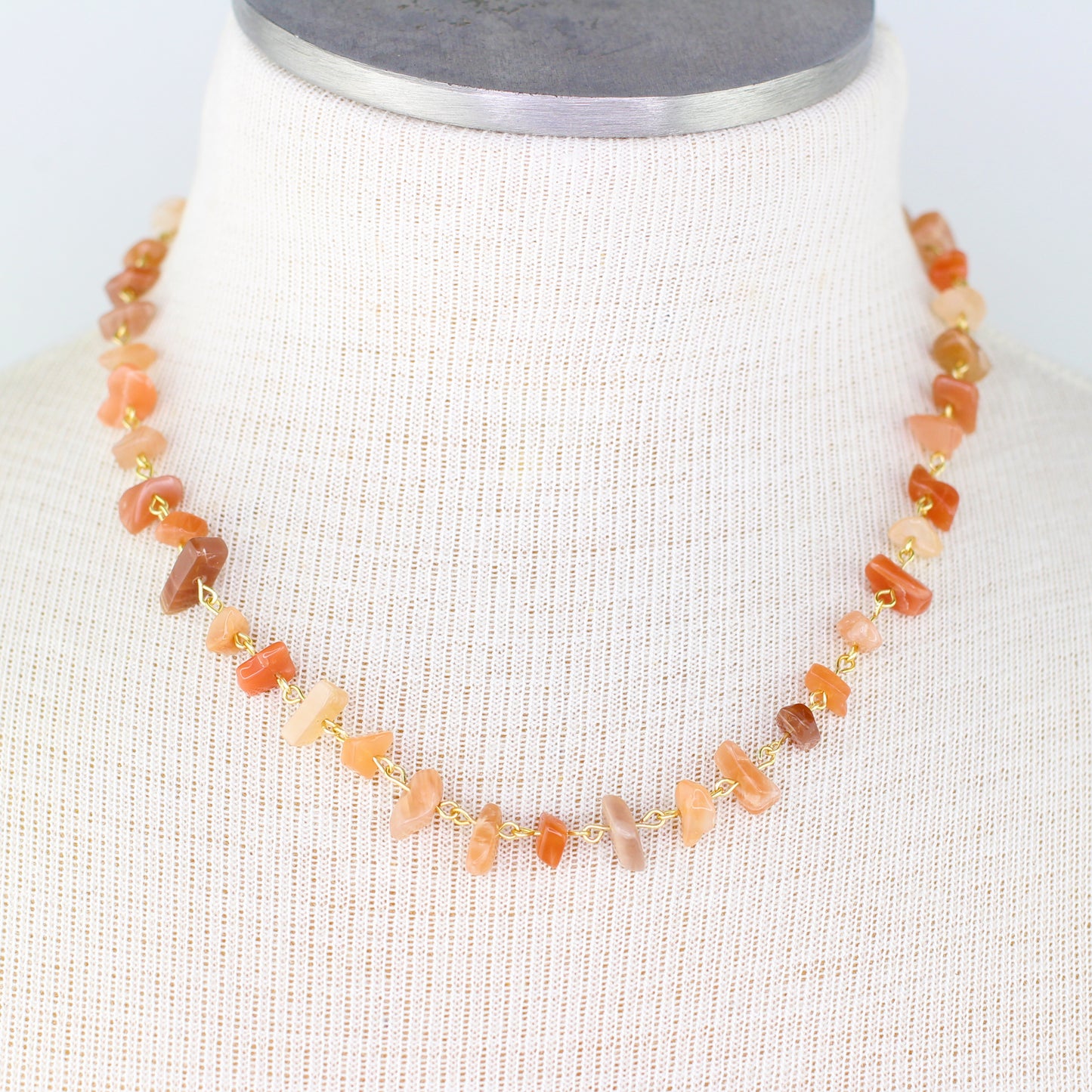 Peach Moonstone Chip Necklace