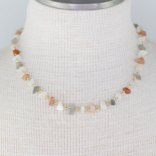 Moonstone Multi-Color Chip Necklace