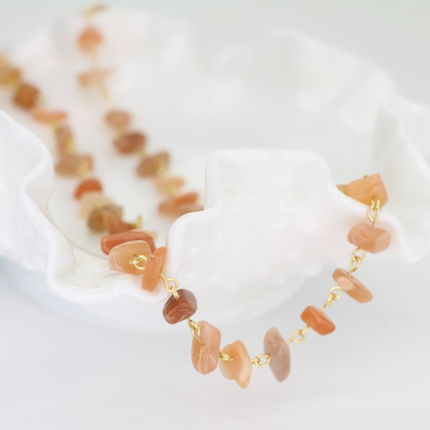 Peach Moonstone Chip Necklace