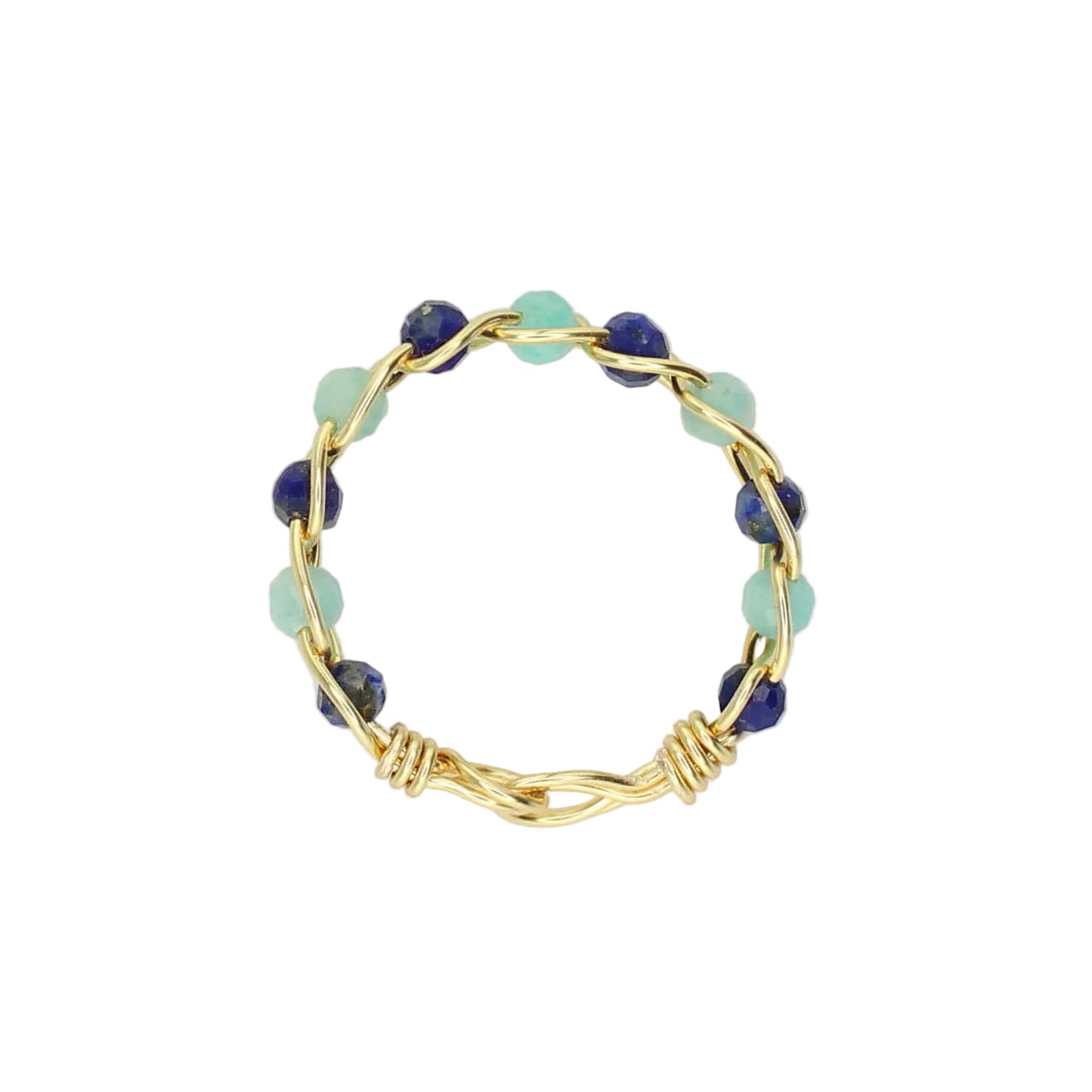 Dainty Lapis Lazuli and Amazonite Stacking Ring