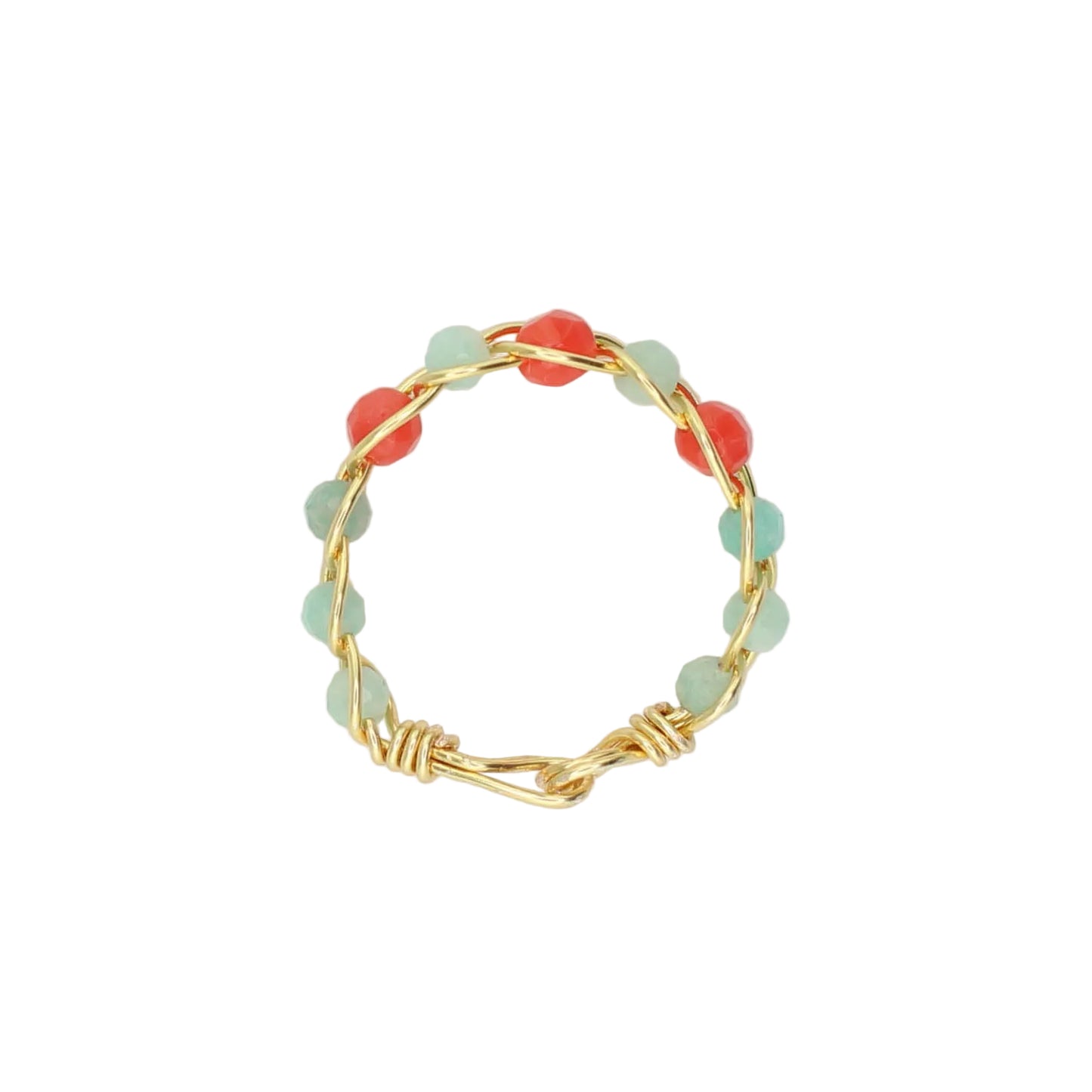 Amazonite and Coral Stacking Ring