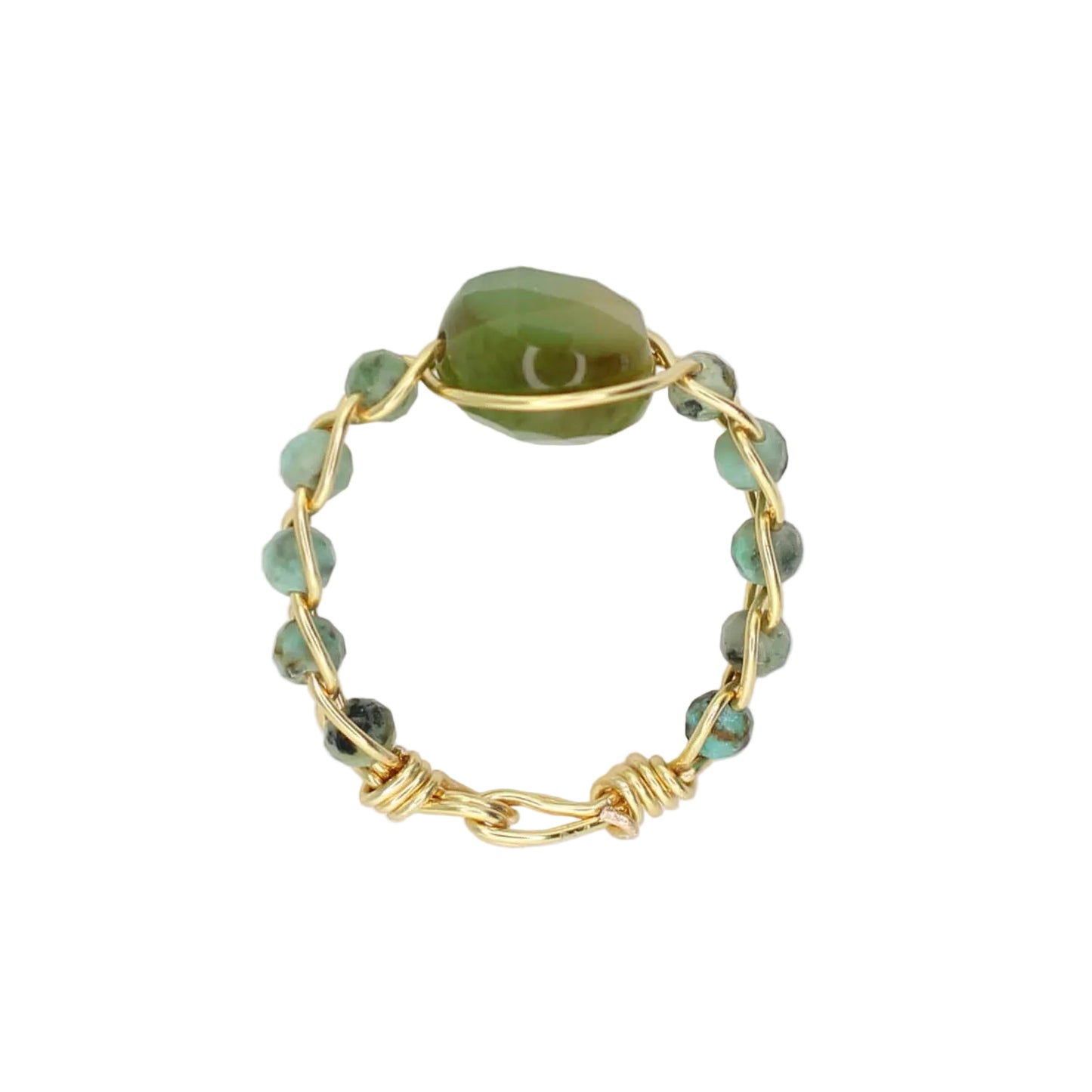 African Turquoise and Green Agate Ring
