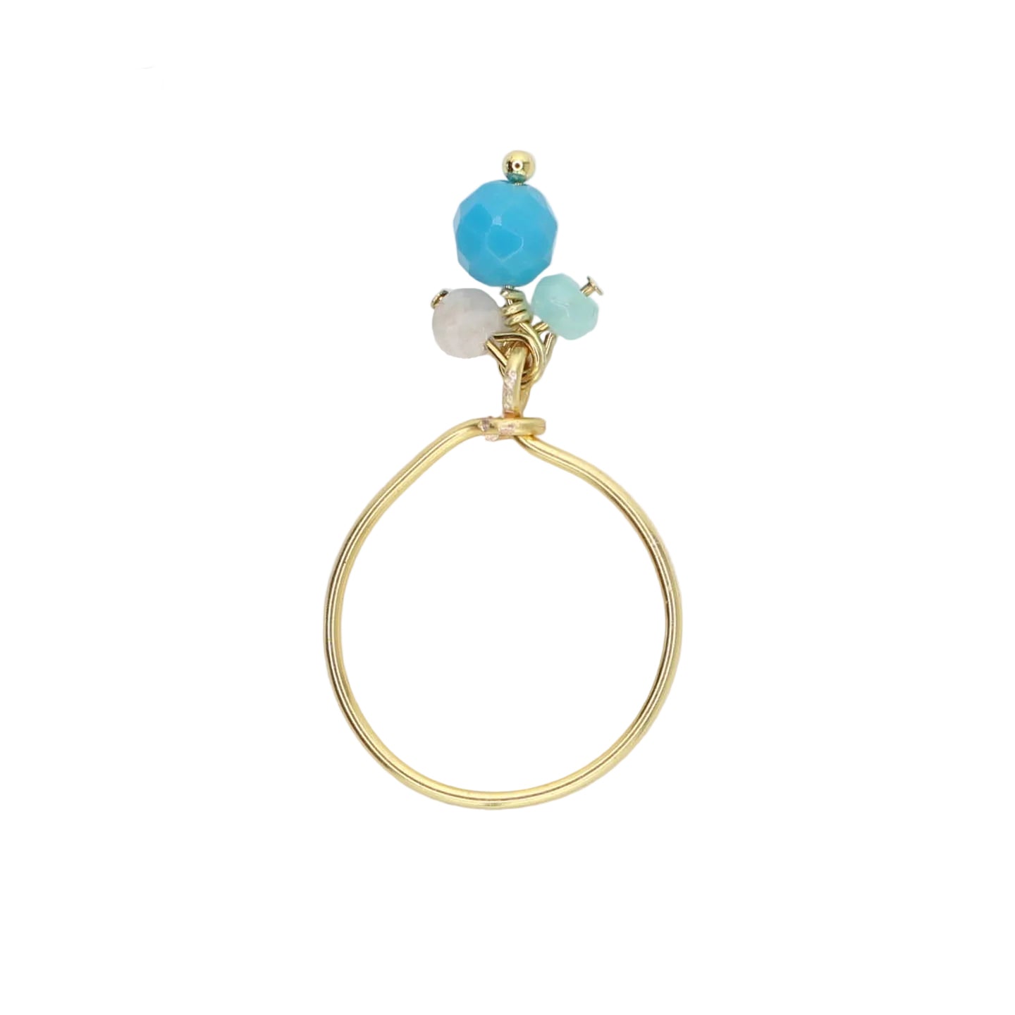 Blue Agate, Amazonite, and Moonstone Charm Ring