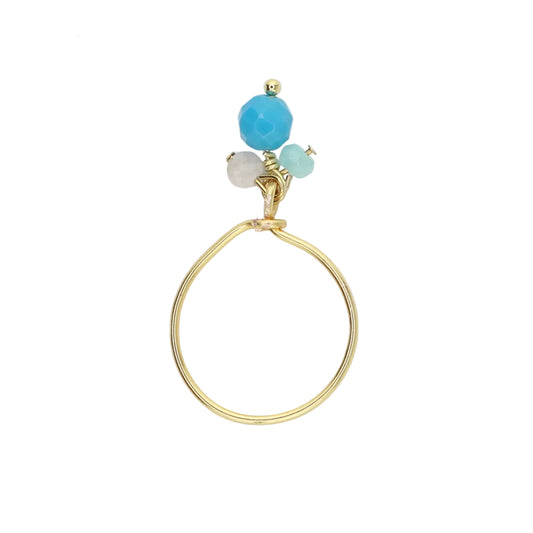 Blue Agate, Amazonite, and Moonstone Charm Ring