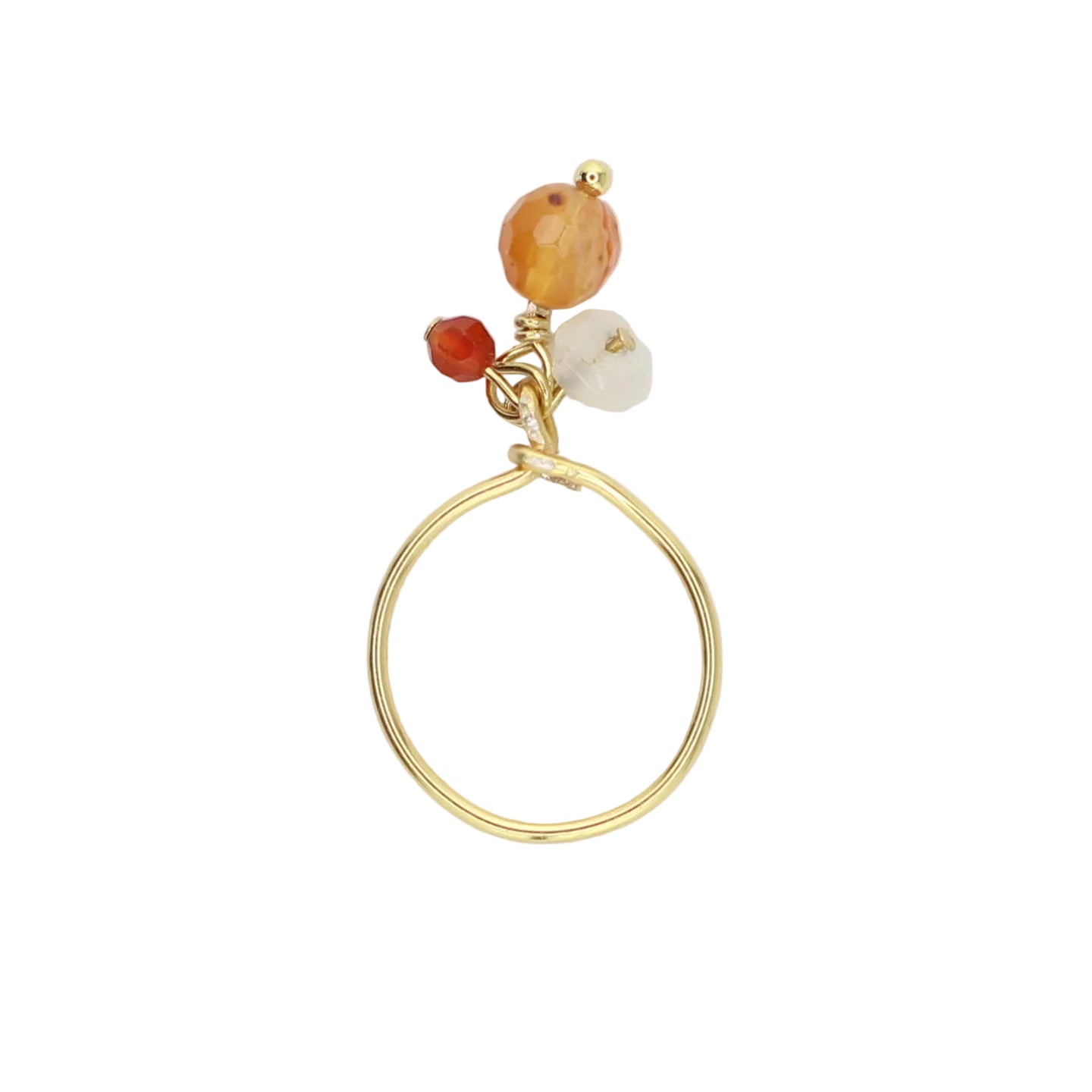 Red Sardonyx, Carnelian, and Morganite Charm Ring