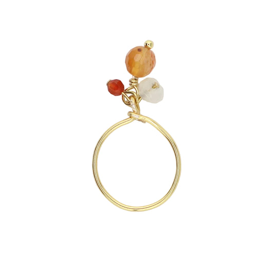Red Sardonyx, Carnelian, and Morganite Charm Ring