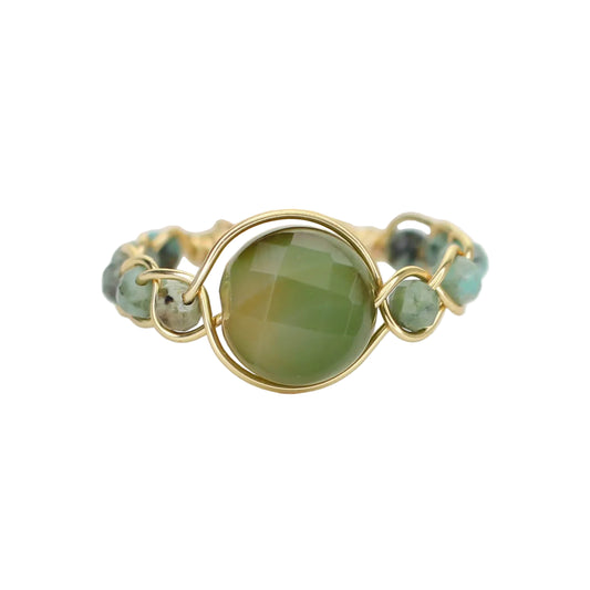 African Turquoise and Green Agate Ring