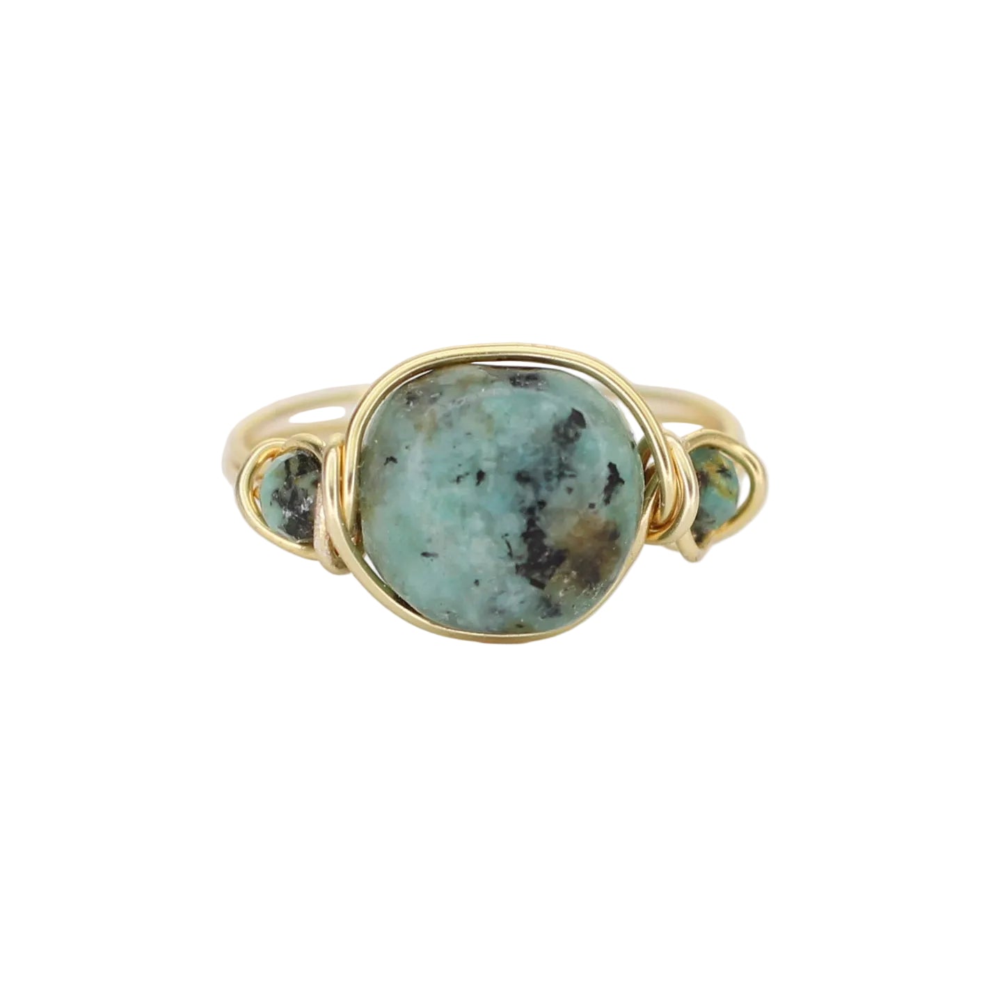 African Turquoise Triple Stone Ring