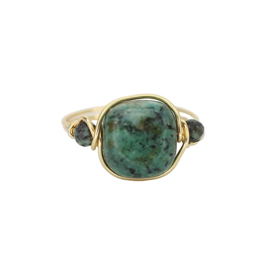 African Turquoise Triple Stone Ring