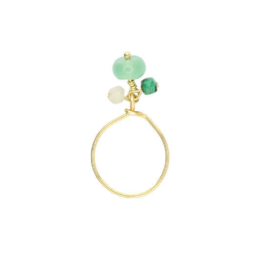 Green Aventurine, Malachite, and Morganite Charm Ring