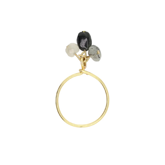 Tourmaline, Moonstone, and Quartz Charm Ring