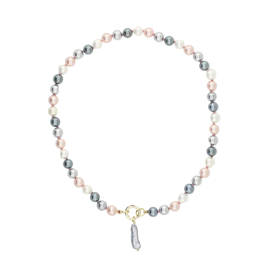 Shell Pearl Necklace with Pearl Pendant