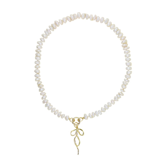 Freshwater Pearl Necklace with Bow Pendant