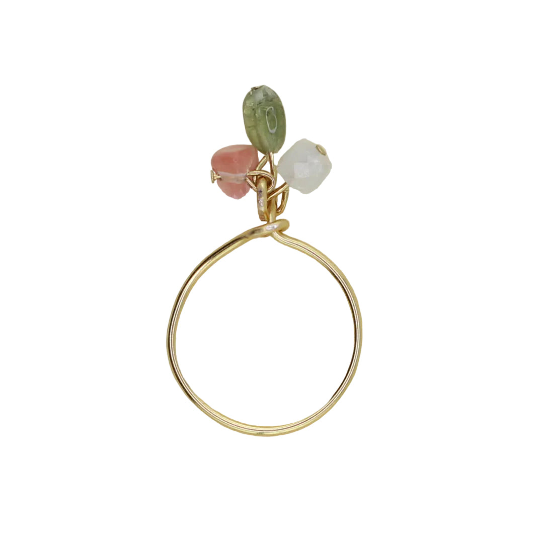 Tourmaline, Strawberry Quartz, and Morganite Charm Ring